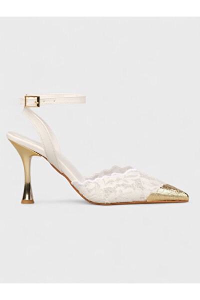 Sadık Yılmaz Women's summer 11cm thin open heel shoes - 230 0124 - white lace
