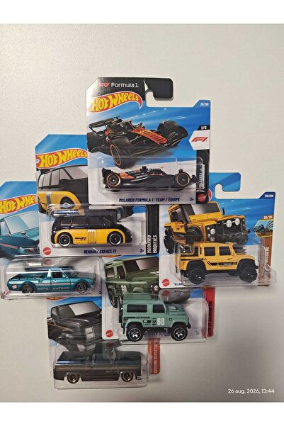Hotwhells Set 6 Mașinuțe Hot Wheels Originale 1:64 – Renault F1, Land Rover Defender, Datsun, Chevy Silverado