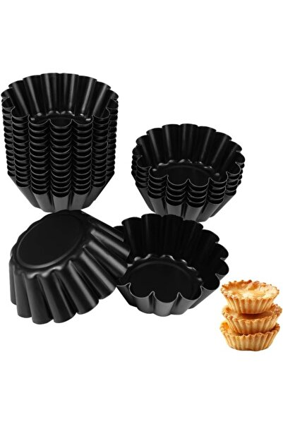 Morvena Picks Set de 20 de mini forme de copt, 6,5 cm, din oțel carbon negru,...