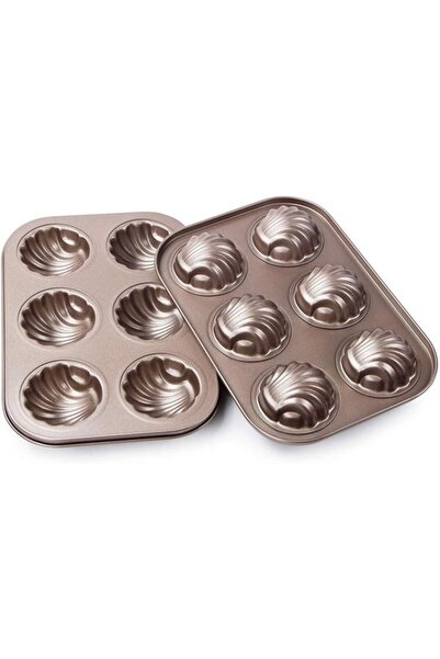 Morvena Picks Tăvi de copt pentru prăjituri Madeleine - Set de 2 piese - 6 ca...