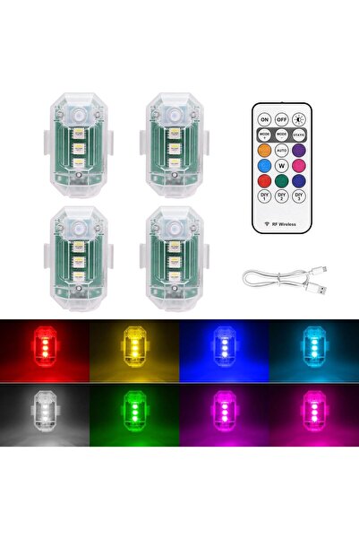 Morvena Picks 4 Lumini LED intermitente wireless cu telecomandă - 8 culori - ...