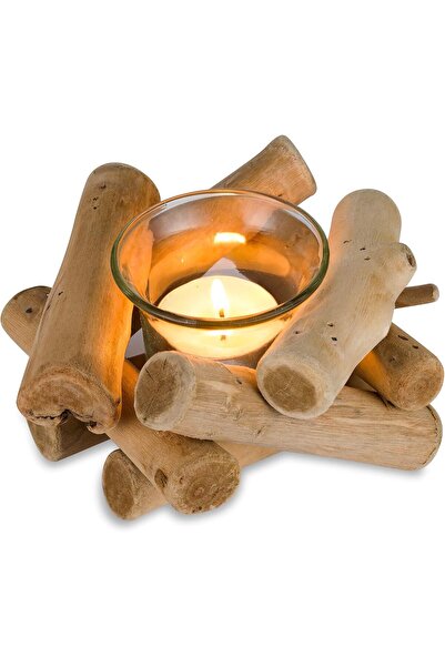 Morvena Picks Suport din lemn lucrat manual pentru lumânări tealight, tip can...