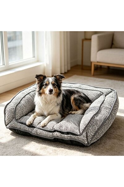 idei Set of 2 semi-square pet beds, dimensions 55×40×18cm and 65×50×20cm, com...
