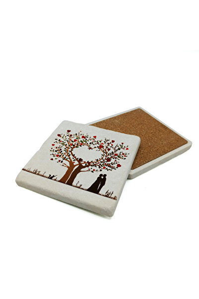 Sadrazam Tree of Life Printed Natural Stone Coaster 10X10 1G-Tree2