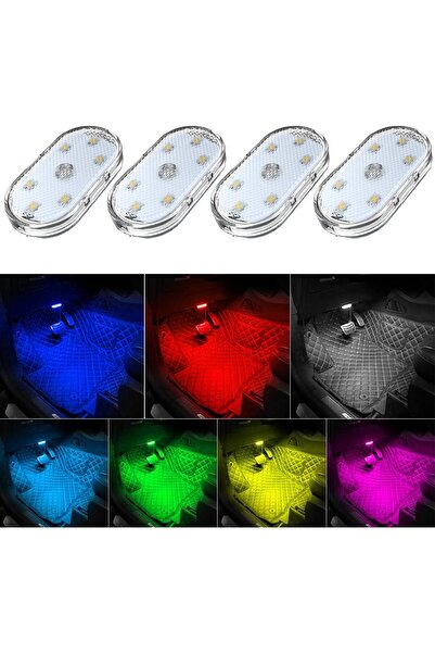 Morvena Picks Iluminare interioară LED fără fir pentru 4 mașini, 7 culori - c...