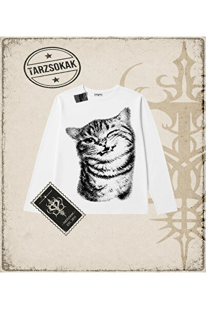 Tarzsokak Gotik & Grunge STREETWEAR Cat Gotik Y2K Long Sleeve
