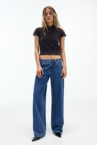 Bershka Düşük bel pullu straight fit jean