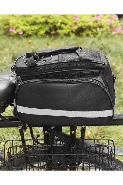 Morvena Picks Geantă de bicicletă, 27L, Negru, Prindere pe portbagaj, Materia...