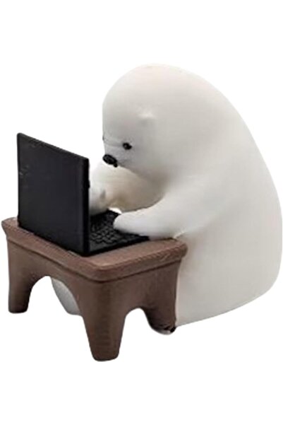 Morvena Picks Figurină sculptură ornament ursuleț programator cu laptop minia...