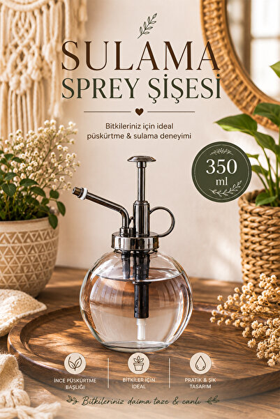 Porsima 15729 Gri 350ml Cam Yağlık Yağdanlık ve Sulama Spreyi Koku Spreyi Şişesi