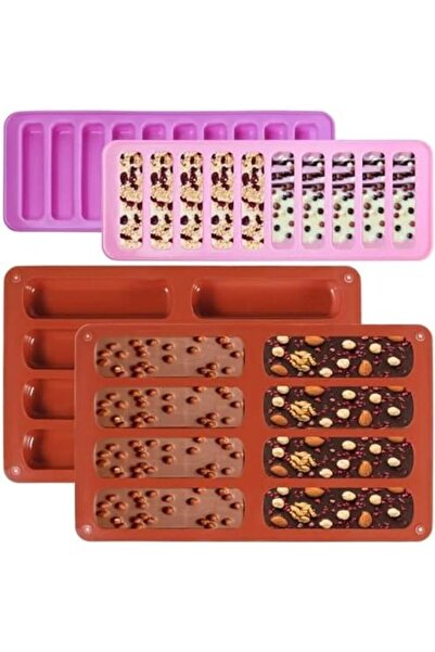 Morvena Picks Set de 4 forme de copt din silicon pentru batoane de cereale, r...