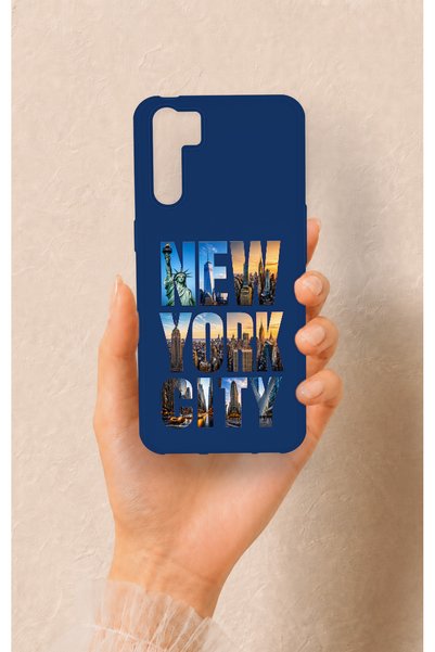 Vip Case Oppo A91 Compatible New York City Patterned Silicone Case