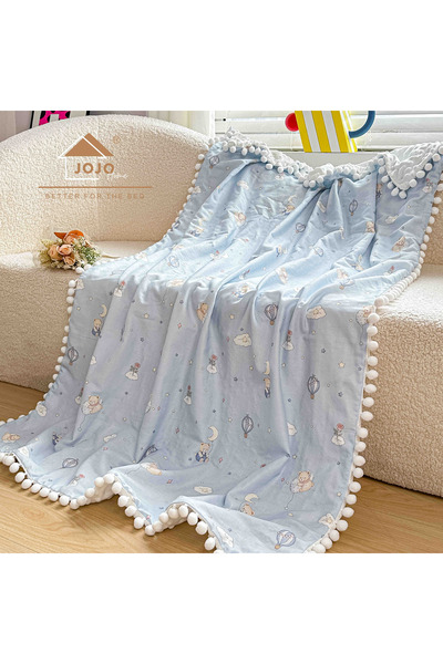 JOJO HOME Patura pentru Bebelusi si Copii cu Ciucurei, 100x150 cm, Fata 100% ...