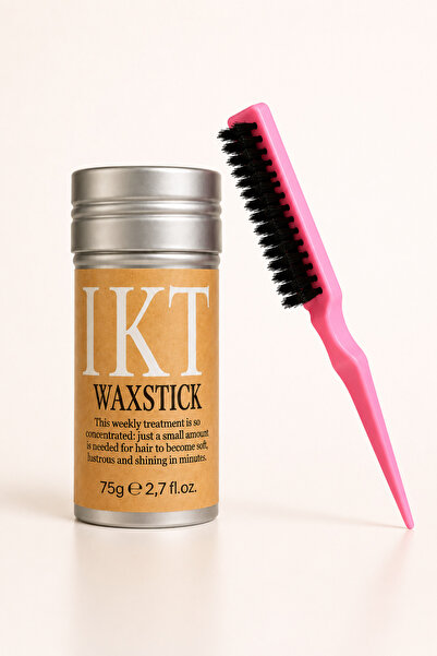 AL&ES kozmetik IKT Wax Stick 75 gr ve Topuz Fırçası 2’li Saç Sabitleyici Şeki...