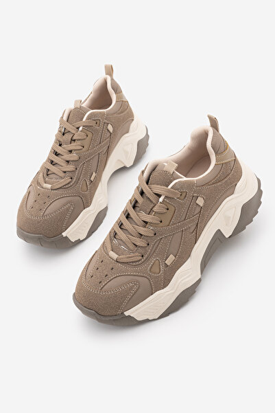 Marjin Women's Sneaker Thick Sole Lace-Up Sports Shoes Pizen Mink
