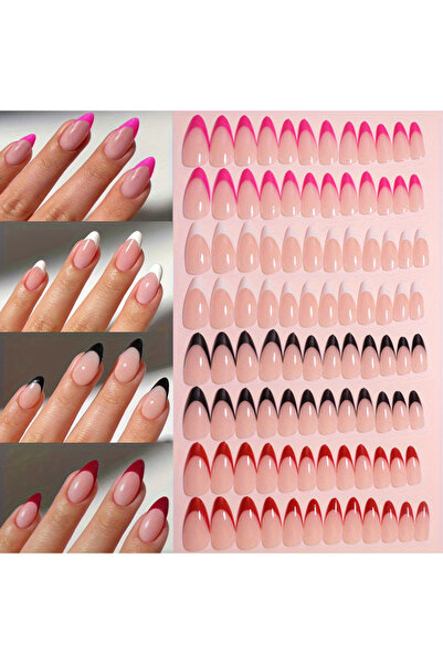 Choice7 Light Grey 96PCS Medium Coffin Fake Nails With 3d Bow Pendant Design,...