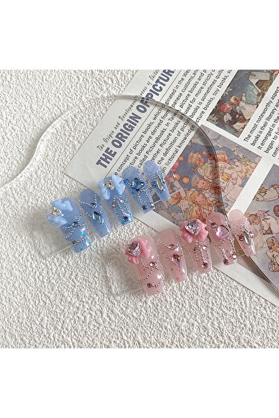 Choice1 SJ0067-M 10PCS Handmade Coffin Shaped Nails, Beautiful Fake Nails, Ch...