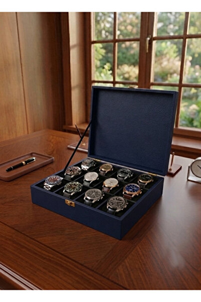 aswood Leather Covered Wooden Watch Box, 12 Watch Storage Box, Stylish Watch ...