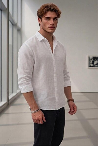 CAST COLLECTİON Men's White Wrinkled Shirt