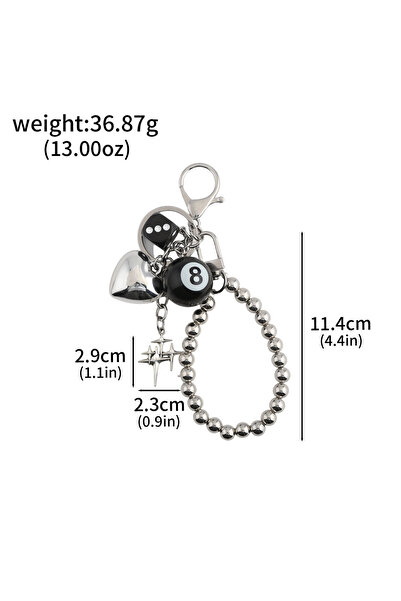 Choice24 BG00400 Rock-style Black Dice Billiards Keychain Y2K Pink Lucky Dice...
