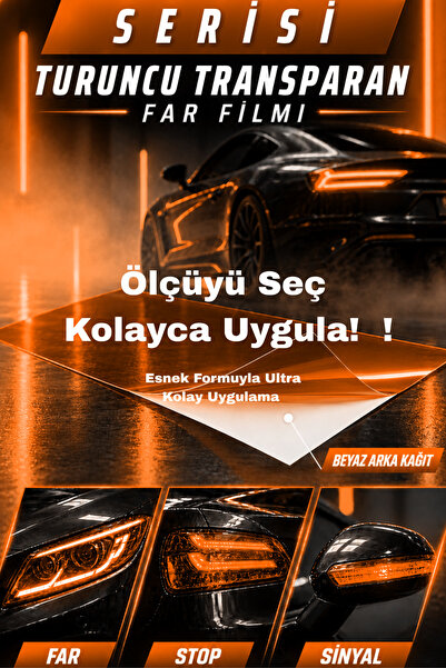 Banxtre Orange American Parking Color Clear Tinted Headlight Film for Motorcy...