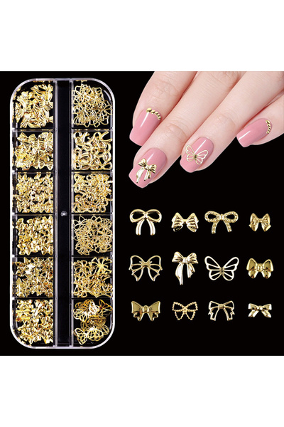 Choice 1Box 24-Piece 3D Y2K Millennial Nail Art Decoration Set, Assorted Rhin...