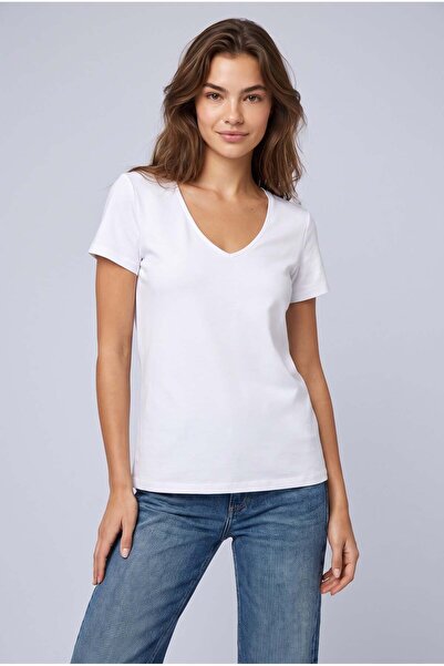 Brix Women's basic v-neck t-shirt white
