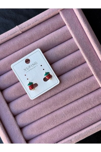 xUPING 14 K GOLD KIZ BEBEK ÇOCUK ÇİLEK KÜPE