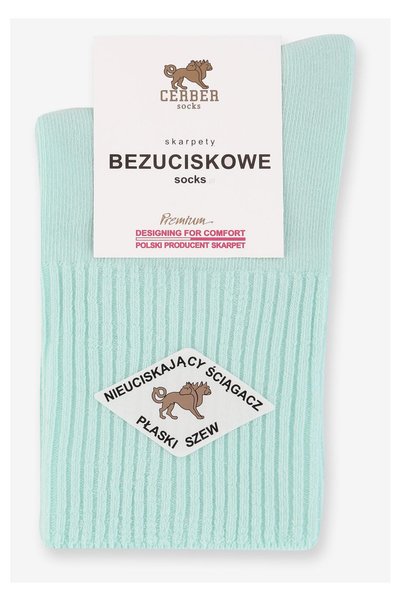 CERBER Sosete Dama Din Bumbac, Cerber, Cusaturi Finisate Cu Atentie, Impletitura Speciala Fara Presiune, Calitate Superioara, Productie Poloneza De Inalta Calitate, 39-42 Ue, Albastru Aquamarine