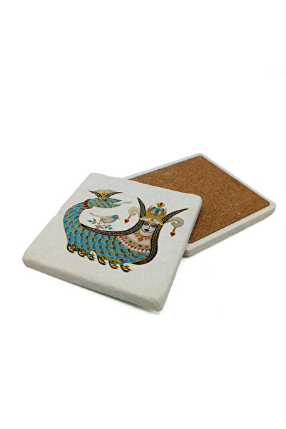 Sadrazam Şahmeran Printed Natural Stone Coaster 10X10 1g-ş10