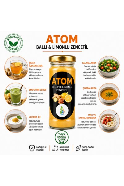 CANBAŞ TARIM ATOM Ballı Limonlu Zencefilli Cam Şişe 100 gr