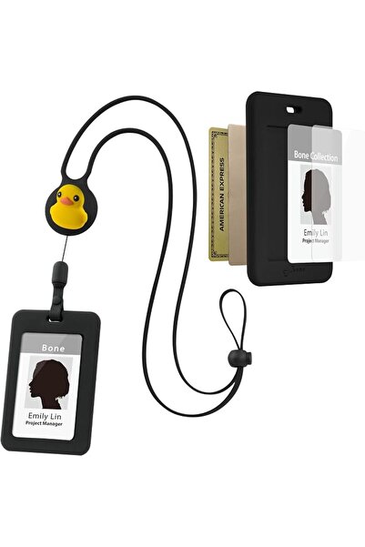 GENERAL بون حامل شارة قابل للسحب بحبل قصير، حافظة بطاقة هوية عمودية مع فتحة ب...