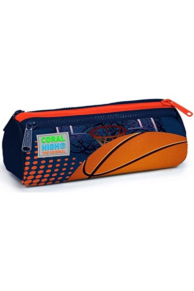 Coral High Kids Turuncu Lacivert Basketbol Desenli Üç Bölmeli Kalem Çantası 2...