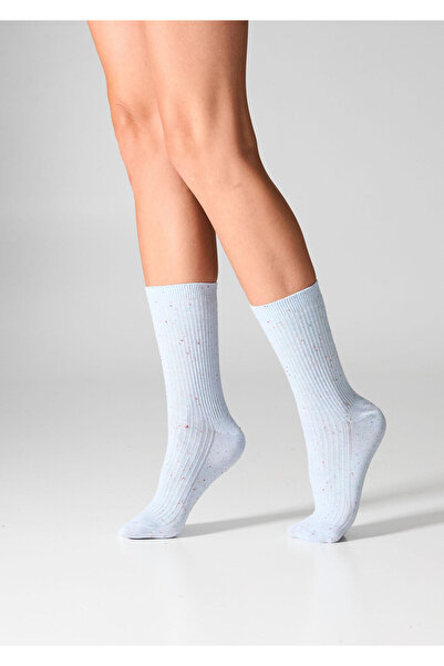 Legs Șosete din bumbac, MĂRIMI 36-41, Culoare Milk, model decorativ raiat, bu...