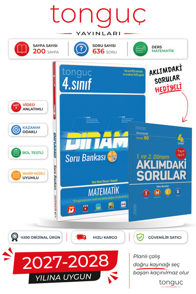Tonguç Yayınları 4. Sınıf Dinamo Matematik Soru Bankası + Aklımdaki Sorular H...