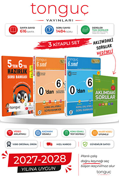 Tonguç Yayınları 5'ten 6'ya Hazırlık Seti 0'dan 6'ya Sayısal ve Sözel Konu An...