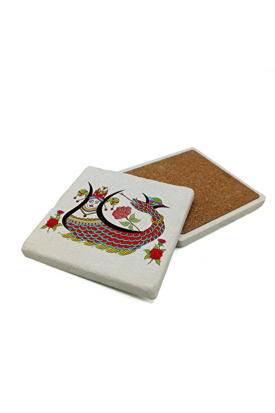 Sadrazam Şahmeran Printed Natural Stone Coaster 10X10 1g-ş1