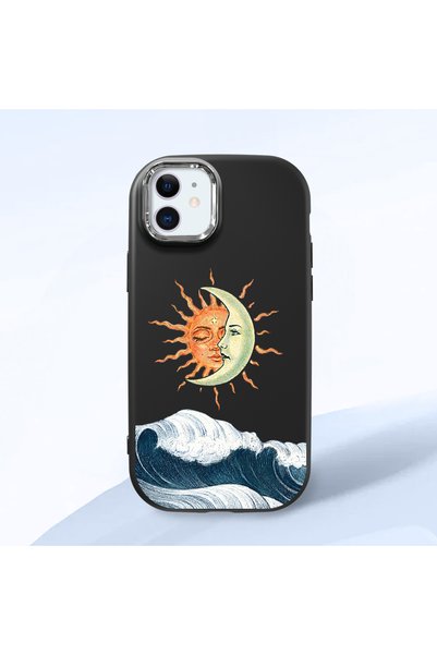 ucuc iPhone 12/12 Pro Compatible Retro Style Sun Moon Sea Wave Pattern Shock ...