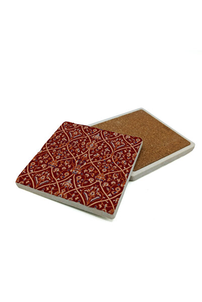 Sadrazam Carpet Motifs Printed Natural Stone Coaster 10X10 1G-Mtfh2