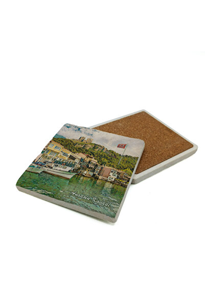 Sadrazam Anadolu Kavağı Image Printed Natural Stone Coaster 10X10 1G-Akavağı1