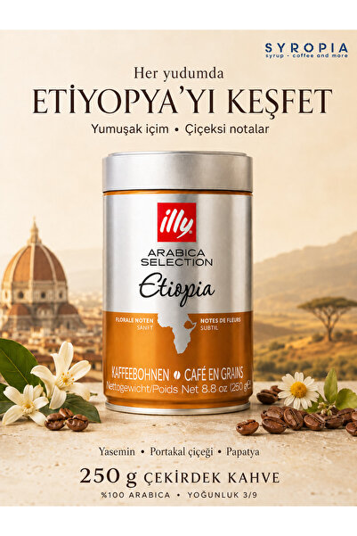 illy Arabica Selection Etiopia 250 g – Yumuşak İçimli, Çiçeksi Notalı Etiyopy...