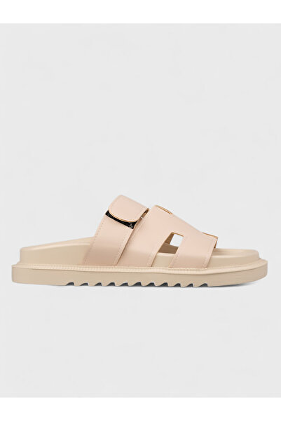 Sadık Yılmaz Women's Summer Flat Slippers - 230 3186 - Beige