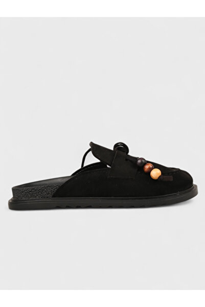 Sadık Yılmaz Women's summer flat slippers - 230 3174 - black suede