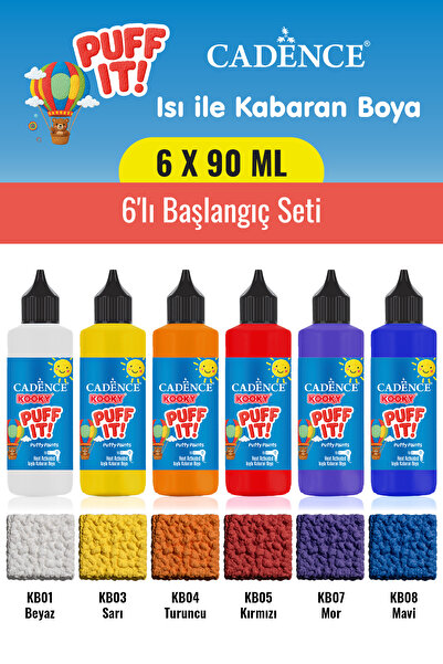 Cadence Boya 6X90ML Kooky Puff It Kabaran Boya 6'lı Başlangıç Seti