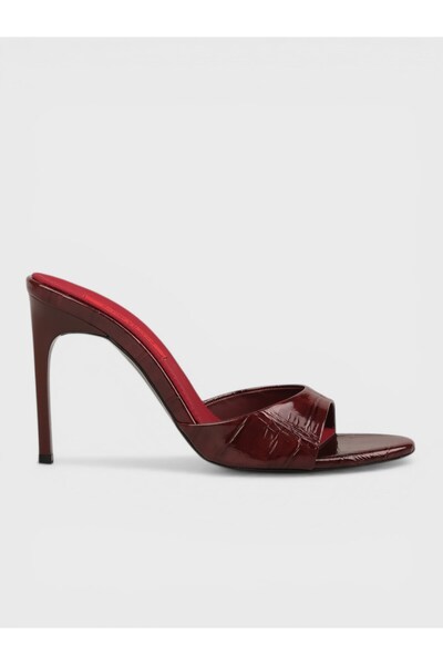 Sadık Yılmaz Women's summer 11cm stiletto heel mules - 574 0825 - burgundy cr...