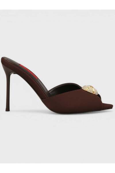 Sadık Yılmaz Women's summer 11cm thin heeled slippers - 574 5783 - brown matt...