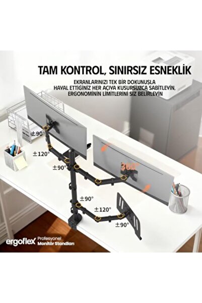 veraX.MODA.Trent Ef75 Steel Design 2-8 kg Triple Arm Lift 13"-27" Monitor & 1...