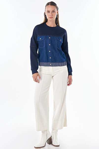 Kayra Denim Garnili Sweatshirt Dark Navy Blue