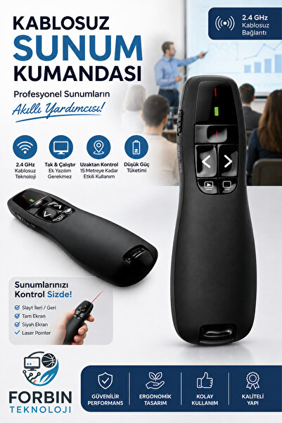Forbin R400 2.4ghz Usb Kablosuz Lazer Power Point Uzaktan Kumanda Cihazı