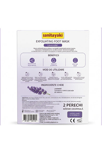 sanitayakı Mască exfoliantă pentru picioare – Șosete de îngrijire a picioarelor pentru hidratare intensivă și îndepărtarea pielii moarte – Picioare moi, netede și reînnoite – 2 seturi – 4 bucăți